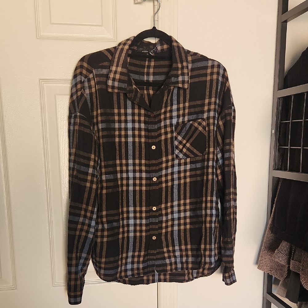 prAna Womans Plaid Button Down Shirt Size Extra Large